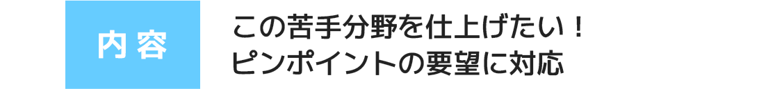 苦手分野を仕上げたい！ピンポイントの要望に対応