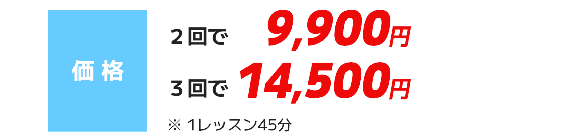 価格　2回で9900円　3回で14500円